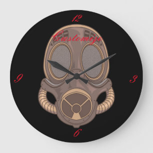 Steampunk Gas Mask Thunder_Cove Large Clock