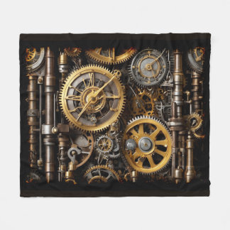 Steampunk Gear and Lever Engine Fleece Blanket