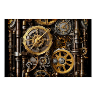 Steampunk Gear and Lever Engine Poster