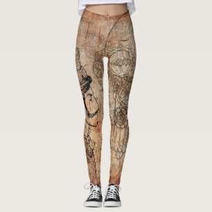 Steampunk gear art leggings