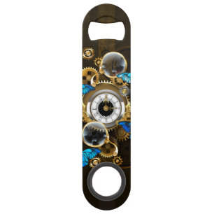 Steampunk Gears and Blue Butterflies