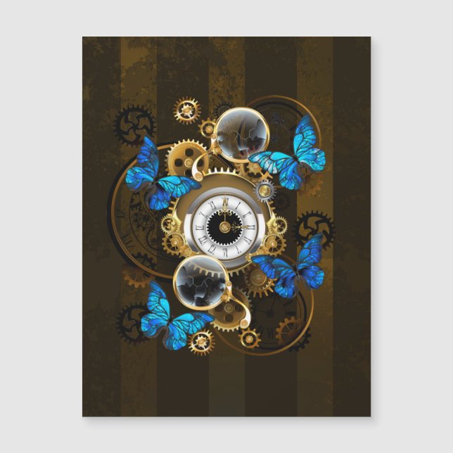 Steampunk Gears and Blue Butterflies (Front)
