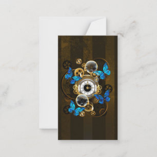 Steampunk Gears and Blue Butterflies Advice Card