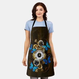 Steampunk Gears and Blue Butterflies Apron