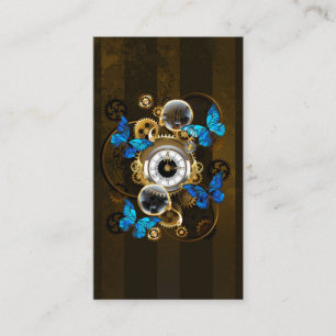 Steampunk Gears and Blue Butterflies Business Card