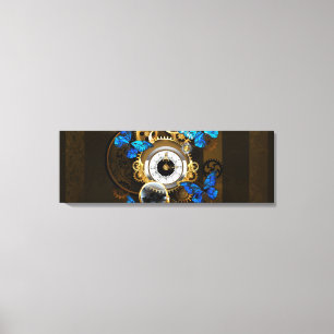 Steampunk Gears and Blue Butterflies Canvas Print