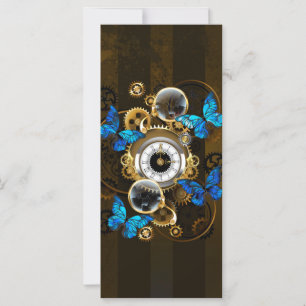 Steampunk Gears and Blue Butterflies Card