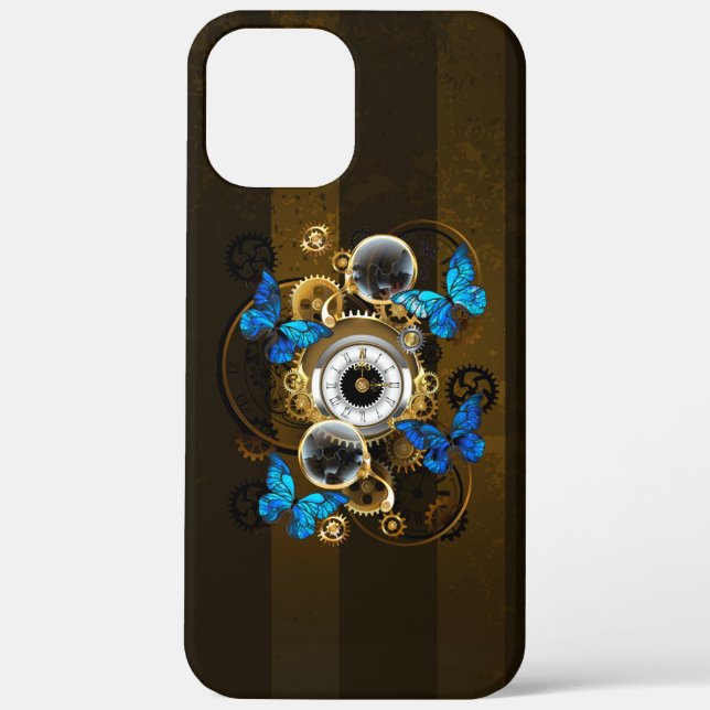 Steampunk Gears and Blue Butterflies Case-Mate iPhone Case (Back)