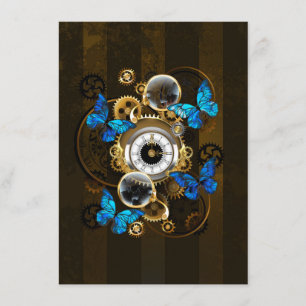 Steampunk Gears and Blue Butterflies Enclosure Card