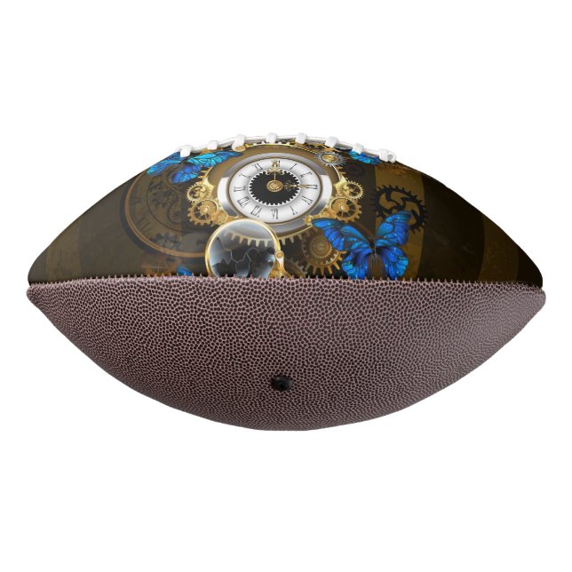 Steampunk Gears and Blue Butterflies Football (Rotated 270)
