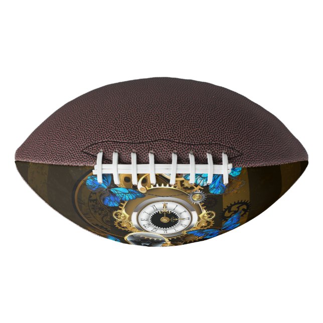 Steampunk Gears and Blue Butterflies Football (Front)