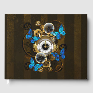 Steampunk Gears and Blue Butterflies Guest Book