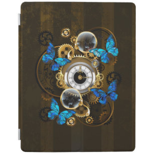Steampunk Gears and Blue Butterflies iPad Cover