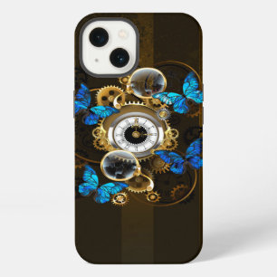 Steampunk Gears and Blue Butterflies iPhone 13 Case