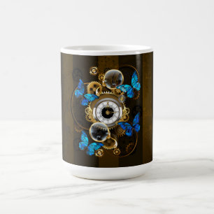 Steampunk Gears and Blue Butterflies Magic Mug
