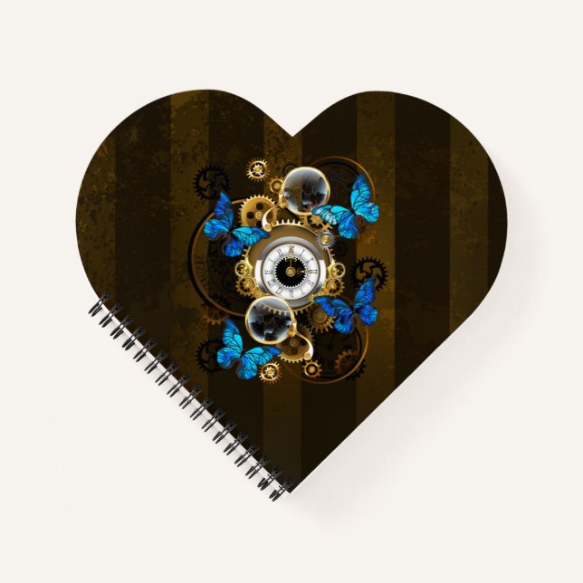 Steampunk Gears and Blue Butterflies Notebook (Front)