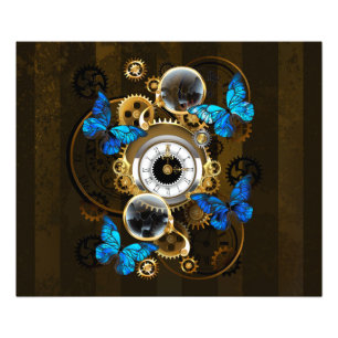 Steampunk Gears and Blue Butterflies Photo Print