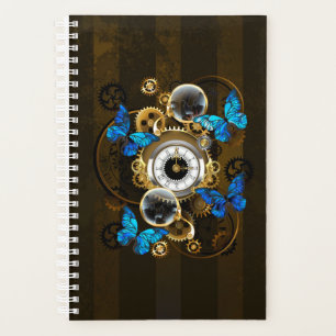 Steampunk Gears and Blue Butterflies Planner