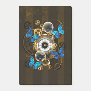 Steampunk Gears and Blue Butterflies Post-it Notes