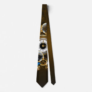 Steampunk Gears and Blue Butterflies Tie