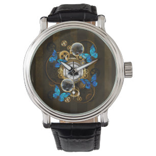 Steampunk Gears and Blue Butterflies Watch