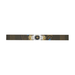 Steampunk Gears and Blue Butterflies Wrap Around Label