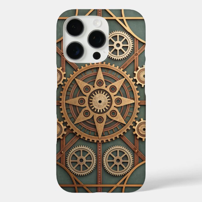 Steampunk gears and cogs forming a geometric grid Case-Mate iPhone case (Back)