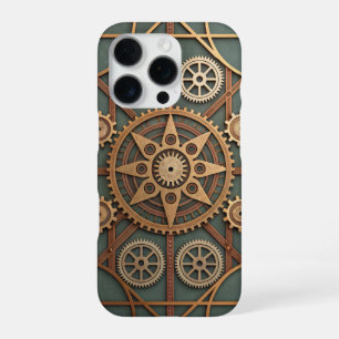 Steampunk gears and cogs forming a geometric grid iPhone 16 pro case