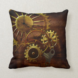 Steampunk Gears and Pipes Cushion