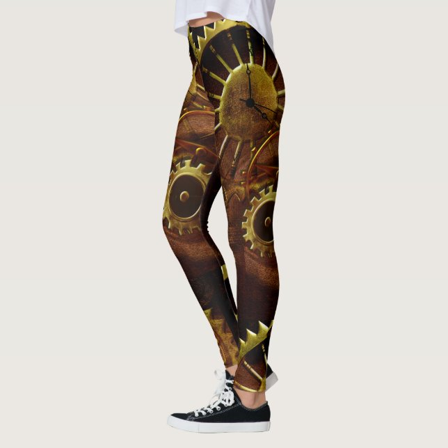 Steampunk Gears and Pipes Legging Tights (Left)