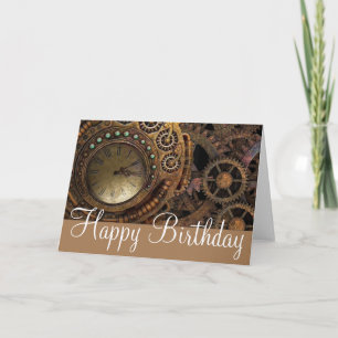 Steampunk Gears & Cogs Birthday Card