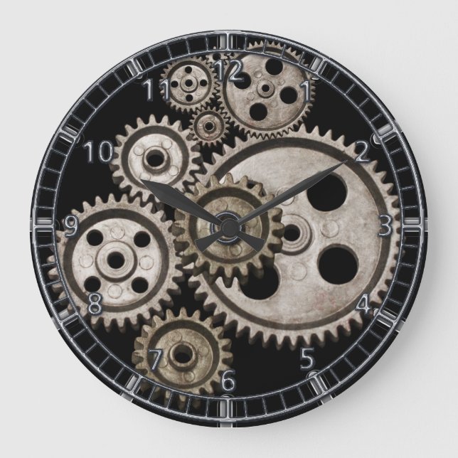steampunk gears cogs engine metal machine clock (Front)