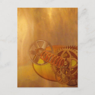 steampunk gears cogs mechanics design postcard