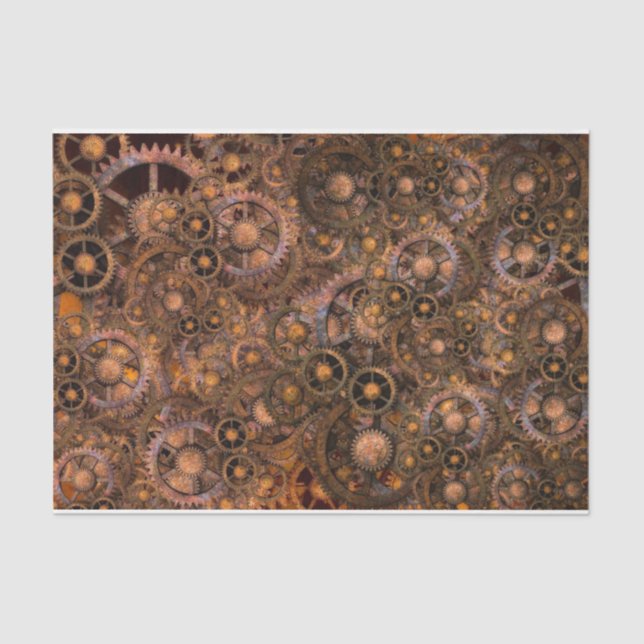 Steampunk Gears Decoupage Background Tissue Paper (Front)
