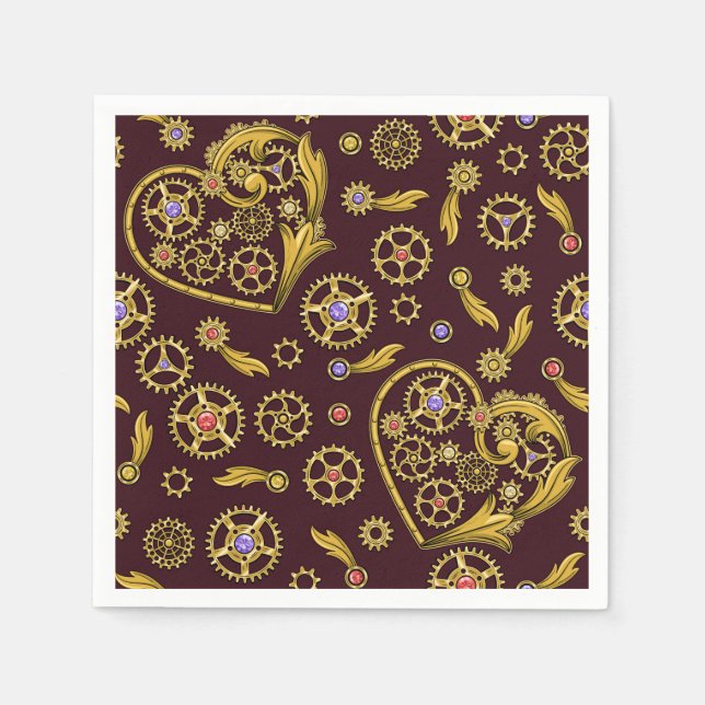 Steampunk Gears Heart Napkin (Front)