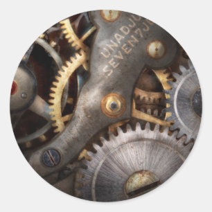 Steampunk - Gears - Horology Classic Round Sticker