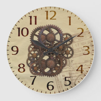 Steampunk Gears Large Clock