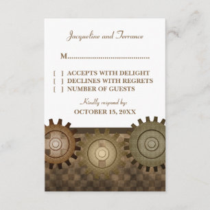 Steampunk Gears RSVP Card, Brown Card