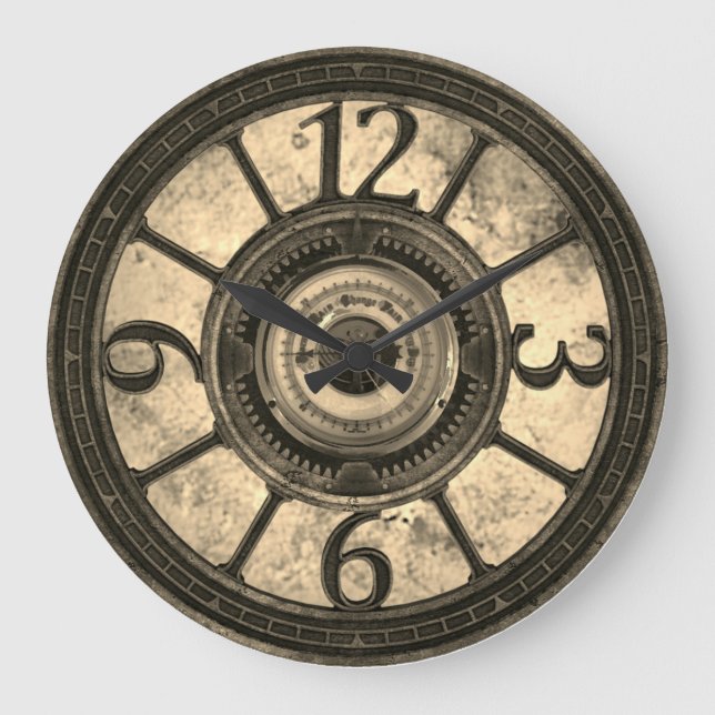 Steampunk Gears - Smoke- Round Wall Clock (Front)