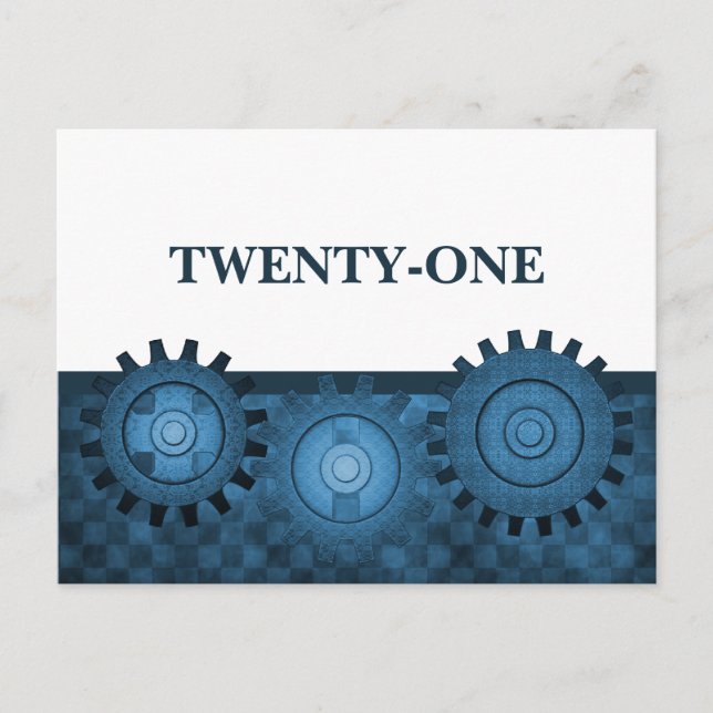 Steampunk Gears Table Postcard, Blue Postcard (Front)