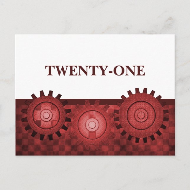 Steampunk Gears Table Postcard, Red Postcard (Front)