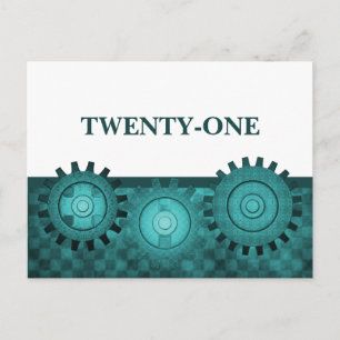 Steampunk Gears Table Postcard, Teal Postcard