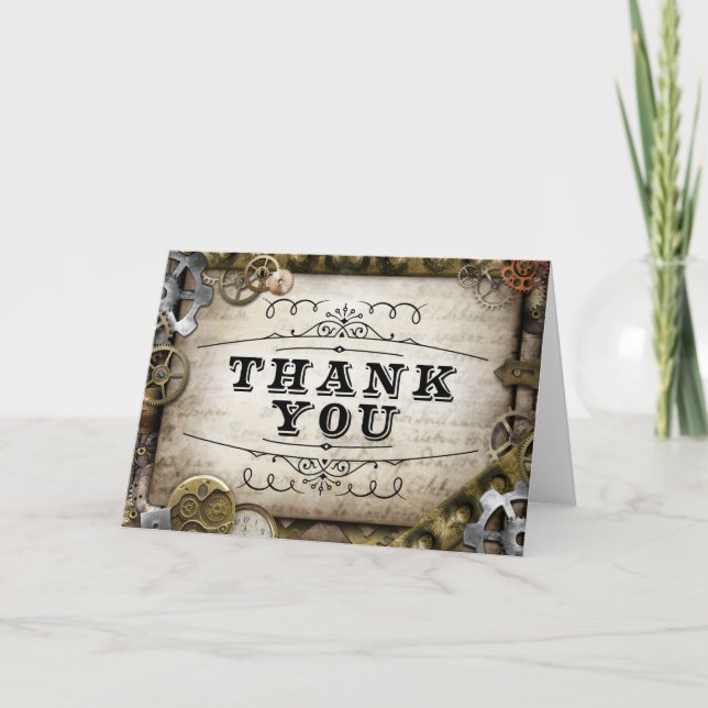 Steampunk Gears Thank You card (Front)