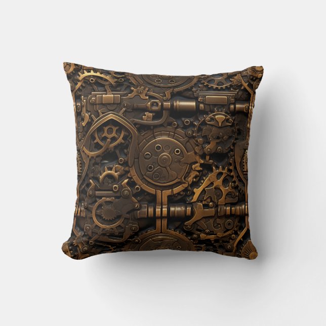 Steampunk Gears Throw Pillow (Front)