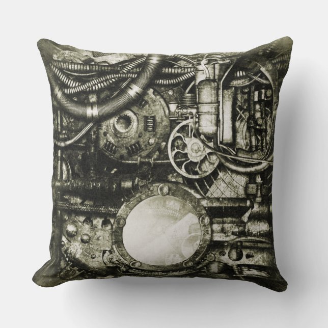 Steampunk Gears Throw Pillow (Front)