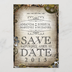 Steampunk Gears Victorian Save the Date