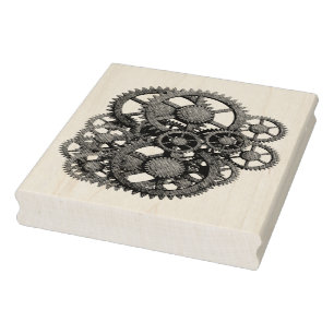 Steampunk Gears Vintage Collage Rubber Art Stamp