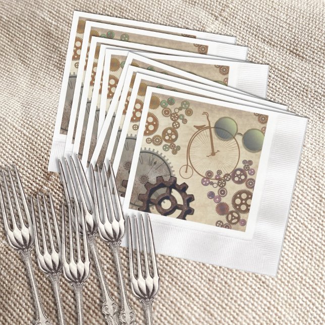 Steampunk Gears Vintage Party Theme Napkin (Creator Uploaded)