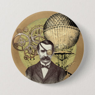Steampunk Gentleman Collage  7.5 Cm Round Badge