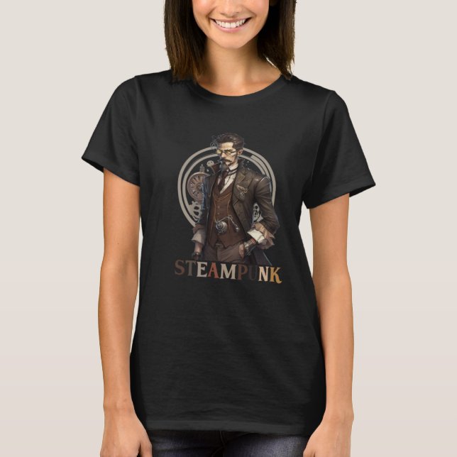 Steampunk Gentleman Retro Scifi Mechanical Gear Co T-Shirt (Front)